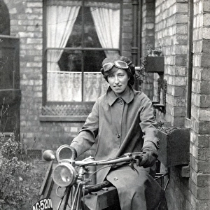 Lady on 1912 Sunbeam motorcycle
