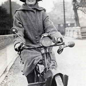 Lady on a 1918 Levis motorcycle