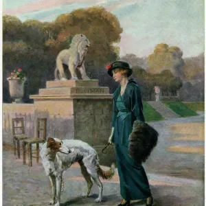 Lady with Borzoi in Park