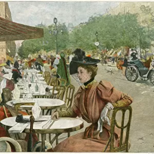 Lady Outside Cafe 1894