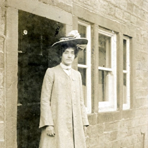 Lady Outside Terrace, Keighley, Yorkshire