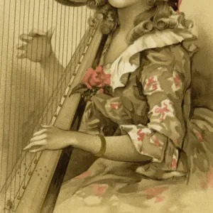 Lady playing a harp