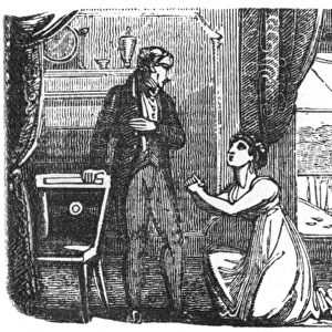 Lady pleading with gentleman, c. 1800