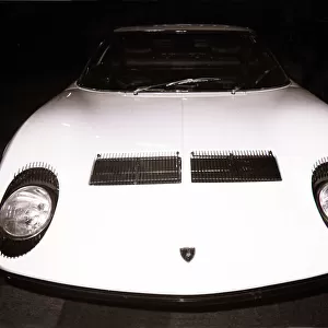 Lamborghini Miura on display at The 1970 London Motor Show at Earls Court Exhibition