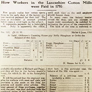 Lancashire cotton mill workers wages in 1793