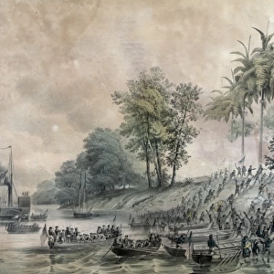 The landing, of the naval expedition, against Tabasco Mexico