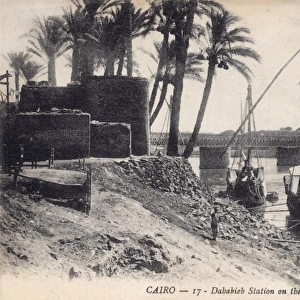 Landing stage of dahabieh boats at the Nile in Cairo, Egypt
