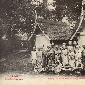 Laos - Group of Bonzillons at Luang-Prabang