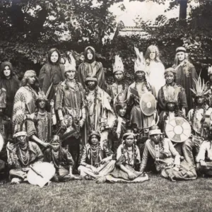 Large group of women and girls in Indian costume