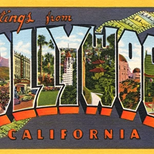 Large Letter Card - Greetings from Hollywood, California
