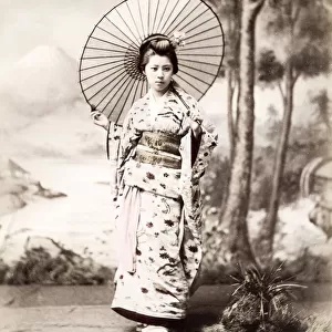 Late 19th century - young Japanese woman, parasol