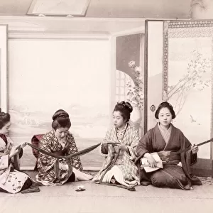 Late 19th century - young Japanese women playing game