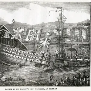 Launch of HMS Waterloo at Chatham 1833