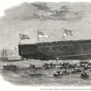 Launch of Her Majestys Ironclad Frigate at Devonport Date: 1863