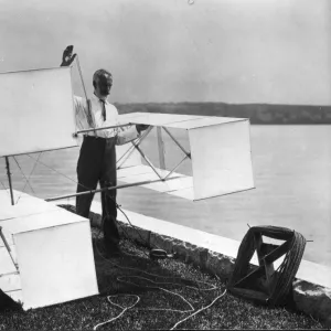 Lawrence Hargrave and his three-cell box-kite