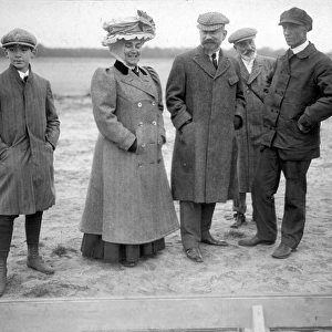 Lazare Weiller (in the checked cap) and Wilbur Wright