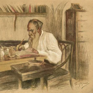 Leo Tolstoy in Study