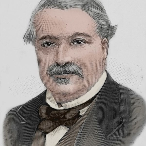 Leon Say (1826-1896). Engraving. Colored