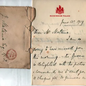 Letter from Buckingham Palace to artist Matania