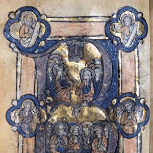 Liber Horaraum. Initial decorated with Ascension of Jesus an