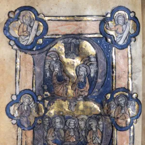 Liber Horaraum. Initial decorated with Ascension of Jesus an