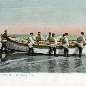 Lifeboat Crew and boat - Atlantic City, New Jersey, USA Date: 1908