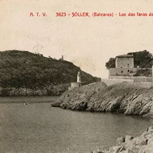 Two lighthouses at Soller, Majorca, Spain