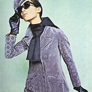 Lilac velvet trouser suit by Bagatel, 1966