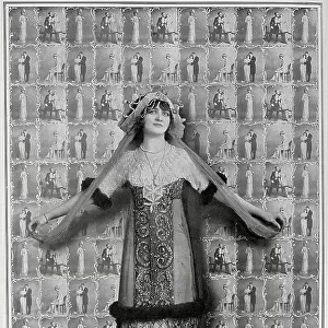 Lily Elsie, actress, theatrical portrait by wallpaper