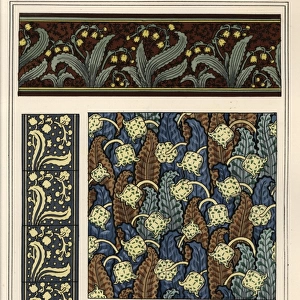 Lily of the valley in art nouveau patterns