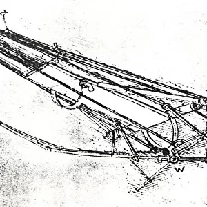 Line-Drawing of Leonardo Da Vinci Ornithopter Design Cir?