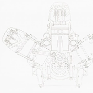 Lion VIID engine, engineering drawing