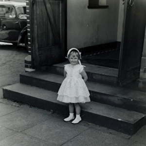 Little Girl on Church Hall Steps, Southampton Area, Hampshir