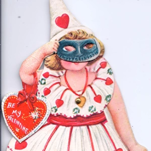 Little girl in fancy dress on a Valentine card