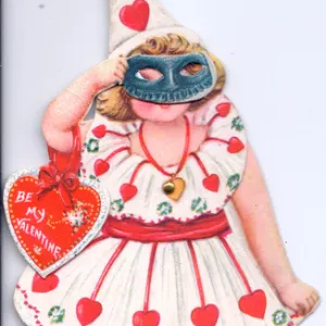 Little girl in fancy dress on a Valentine card