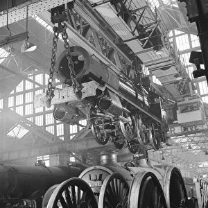 Locomotive construction in a large railway shed
