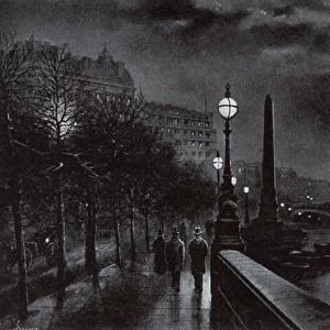 London - The Thames Embankment by moonlight