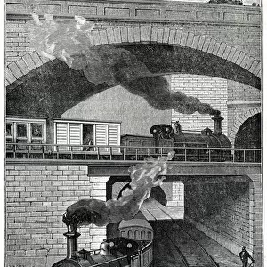 London Underground, double tunnel at Clerkenwell 1884