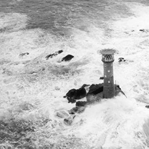 Longships Lighthouse in a gale
