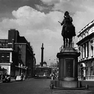 Looking down Whitehall, central London, with Nelson