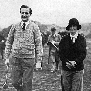 Lord Lothian and Lady Astor play a golf tournament
