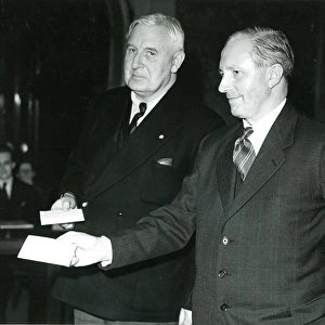 Lord Ventry, left, and W. N. Alcock receive R38 Memorial ?