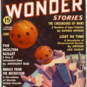 Perdu dans le temps, couverture du magazine de science-fiction Thrilling Wonder Stories Perdu dans le temps, couverture du magazine de science-fiction Thrilling Wonder Stories