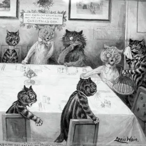 A Cats Christmas Dance by Louis Wain available as Framed Prints