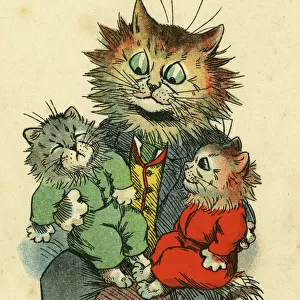 Louis Wain, Daddy Cat - with two kittens