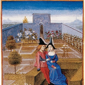 Two lovers in the garden. Miniature