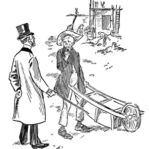 Lunatic Asylum humour - Upside down wheelbarrow