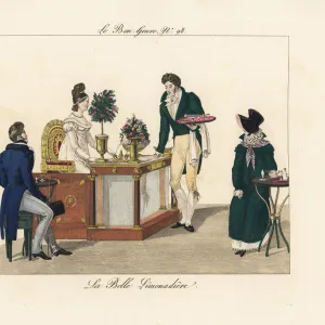 Madame Romain at the Cafe des Mille Colonnes, 1818