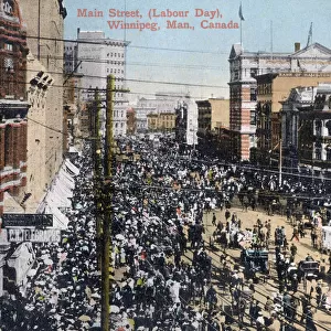 Main Street, Labour Day, Winnipeg, Manitoba, Canada. Date: circa 1905