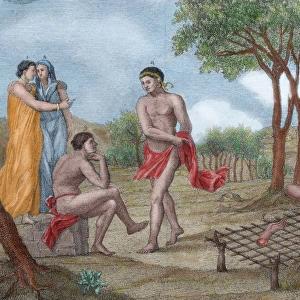 Maipure Indians grilling the legs of a dead enemy